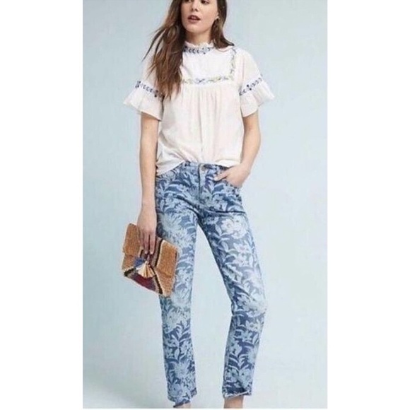 Pilcro Floral-Printed Slim Boyfriend Jeans boho fairy whimsical - Picture 16 of 16